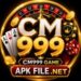 CM999 Game profile picture featuring a luxurious gold and black casino-style logo with roulette wheel, playing cards, poker chips, dice, and the website branding APK FILE.NET.
