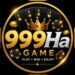 999Ha Game logo with gold metallic lettering, casino cards, poker chips, and crown on a black background